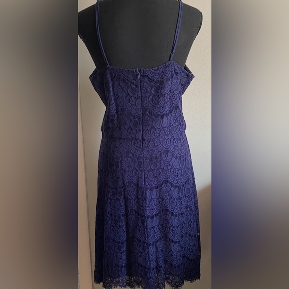 Blue Midi Dress- Slip with a Lace Overlay - Picture 2 of 4